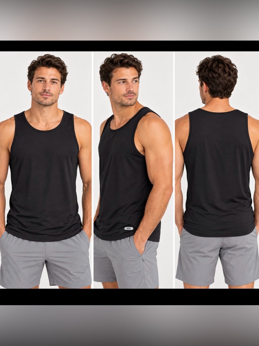 Mier Black Tank Top – Lightweight Athletic Shirt, Size M
